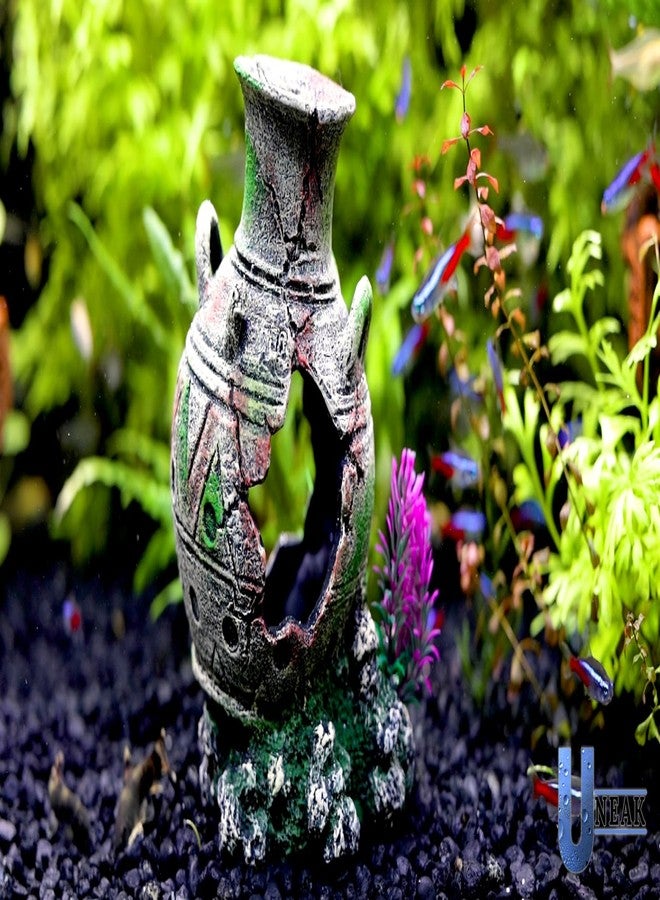 UNEAK - Aquarium Decorations Big Cave Fish Tank Large Vase Jar Jug Sunken Ornament Landscaping Rocks Saltwater Freshwater Small & Medium Fish Garden Pond Ornaments Resin - Image 2
